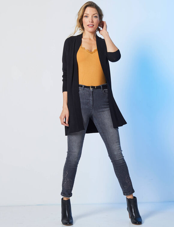 Gilet porter ouvert, manches longues (noir) Gilet porter ouvert, manches longues (noir)